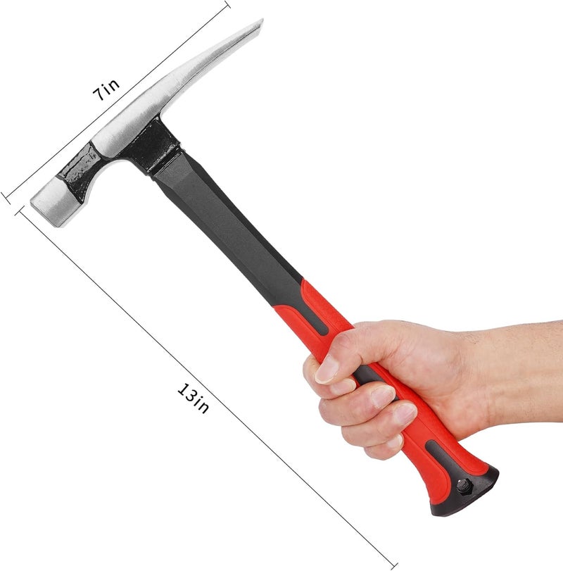 DESHIL Bricklayer's Hammer Mason's Hammer - 16 oz Masonry Tool with Forged Steel Construction & Shock-Absorbing Grip - Image 2